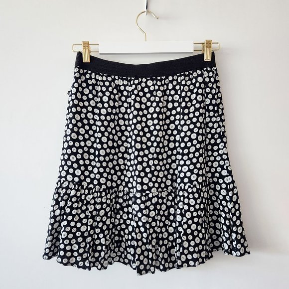 Anthropologie Maeve Ruffled Black and White Button Print Mini Skirt Size S - Picture 6 of 16